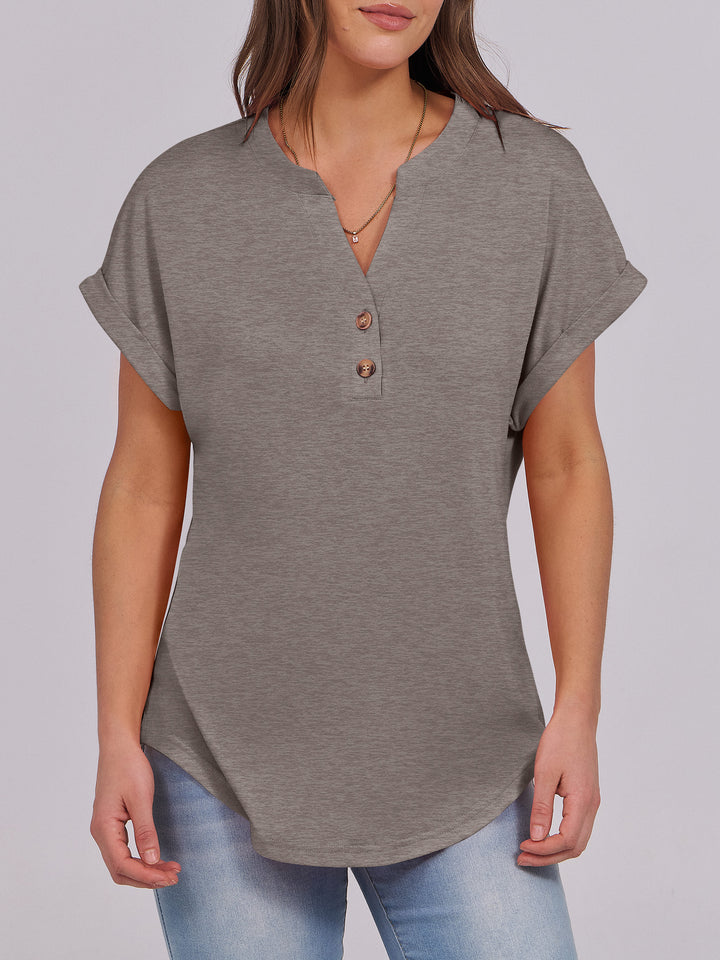 ANRABESS Womens Short Sleeve Henley Tops V Neck Dressy Casual Blouses Summer Trendy Tee Shirts 2026 Vacation Fashion Clothes