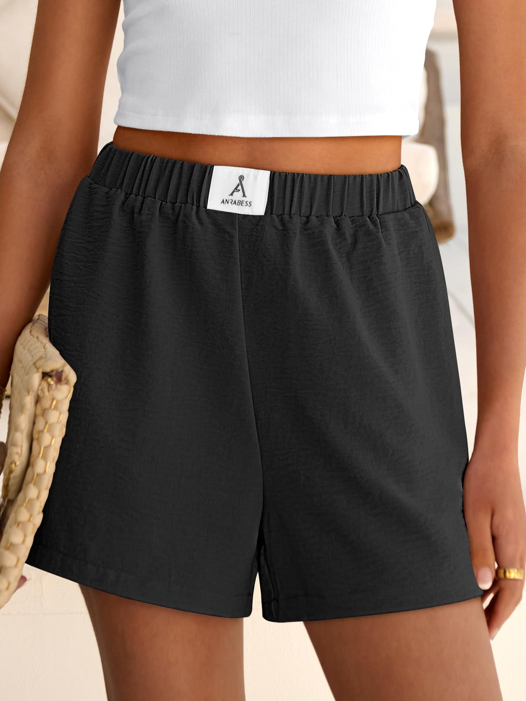 ANRABESS Women's High Waist Wide Leg Beach Shorts
