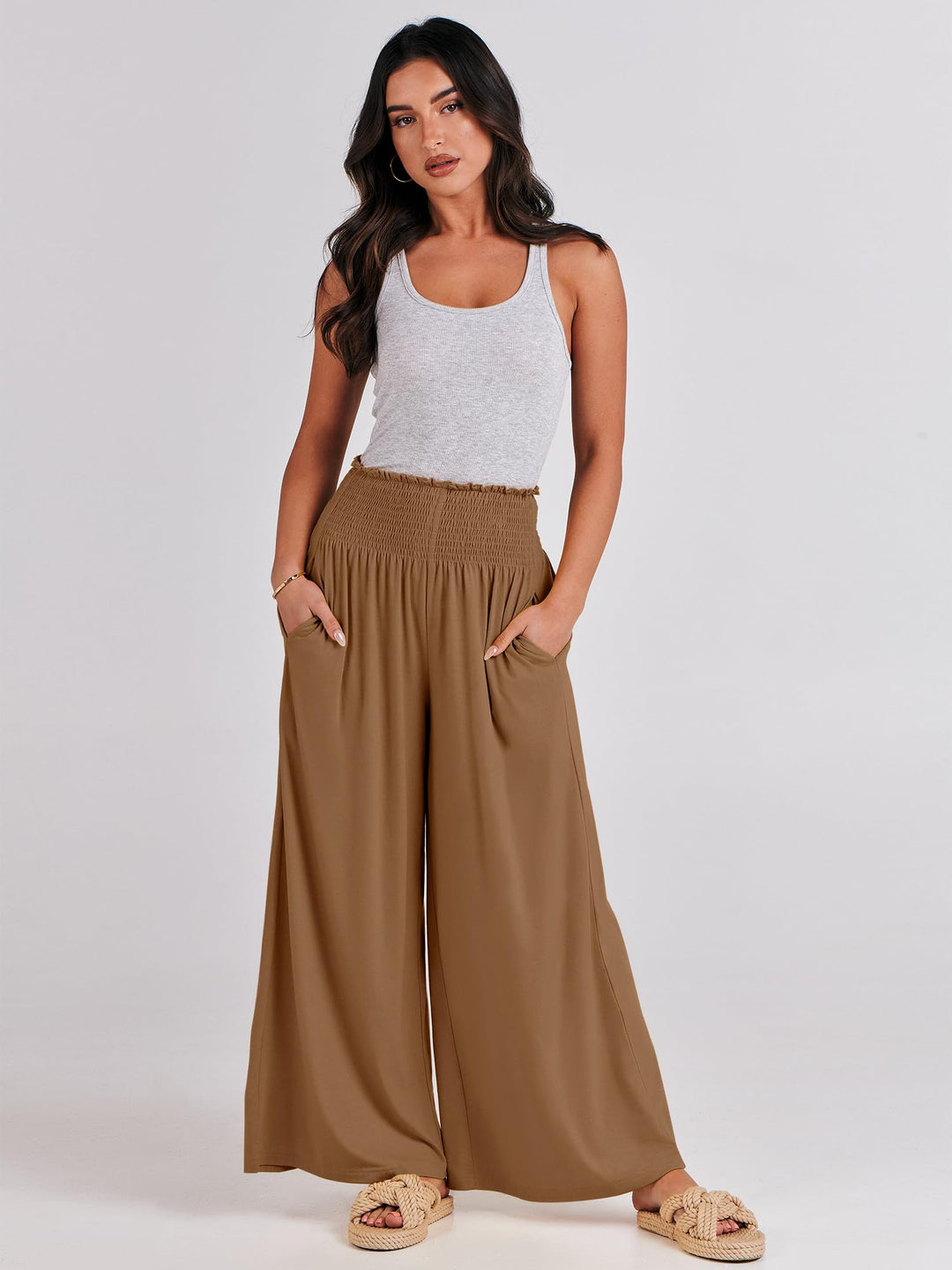 ANRABESS Women's High Waisted Wide Leg Palazzo Pants