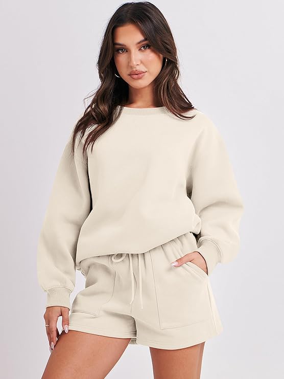 ANRABESS Women's Oversized Sweat Shorts Matching Set