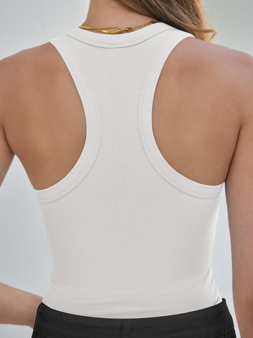 ANRABESS Ribbed Square Neck Slim Tank