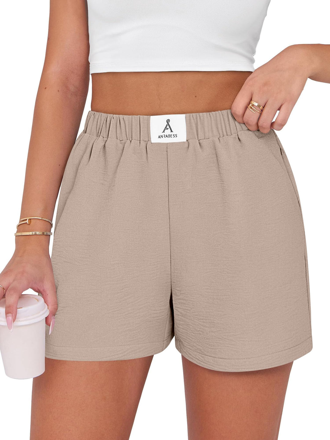 ANRABESS Women's High Waist Wide Leg Beach Shorts
