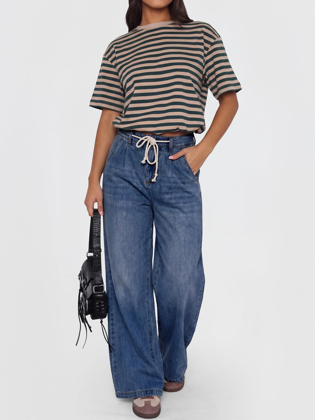 ANRABESS Womens Wide Leg Jeans High Waisted Trendy Drawstring Denim Pants Casual Relaxed Fit Trouser with Pockets