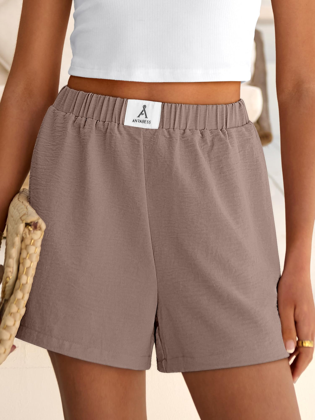 ANRABESS Women's High Waist Wide Leg Beach Shorts