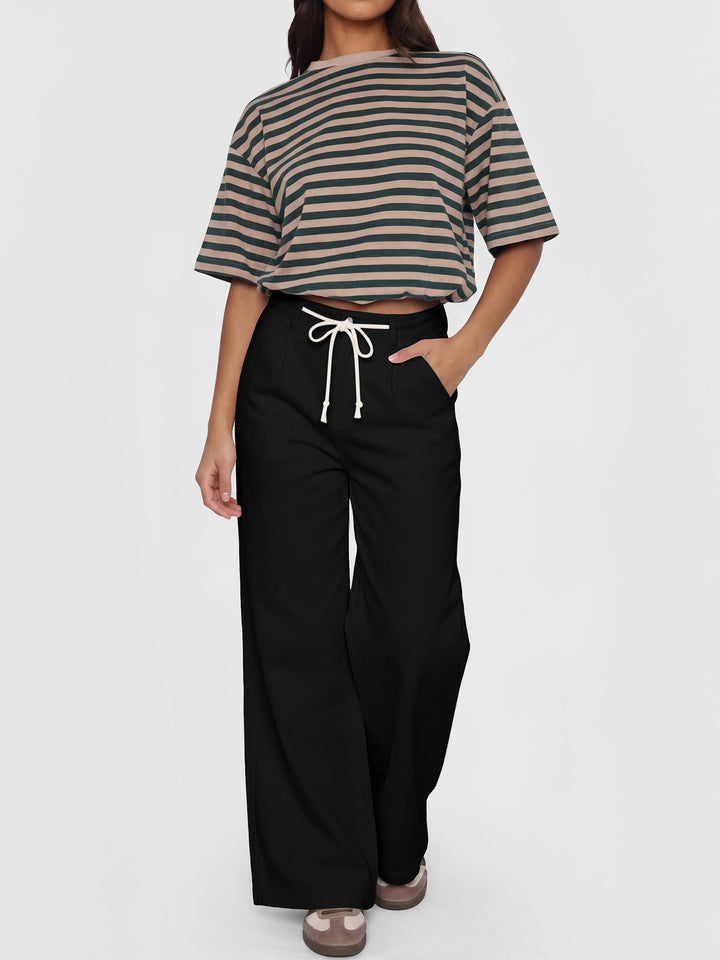 ANRABESS Womens Wide Leg Jeans High Waisted Trendy Drawstring Denim Pants Casual Relaxed Fit Trouser with Pockets
