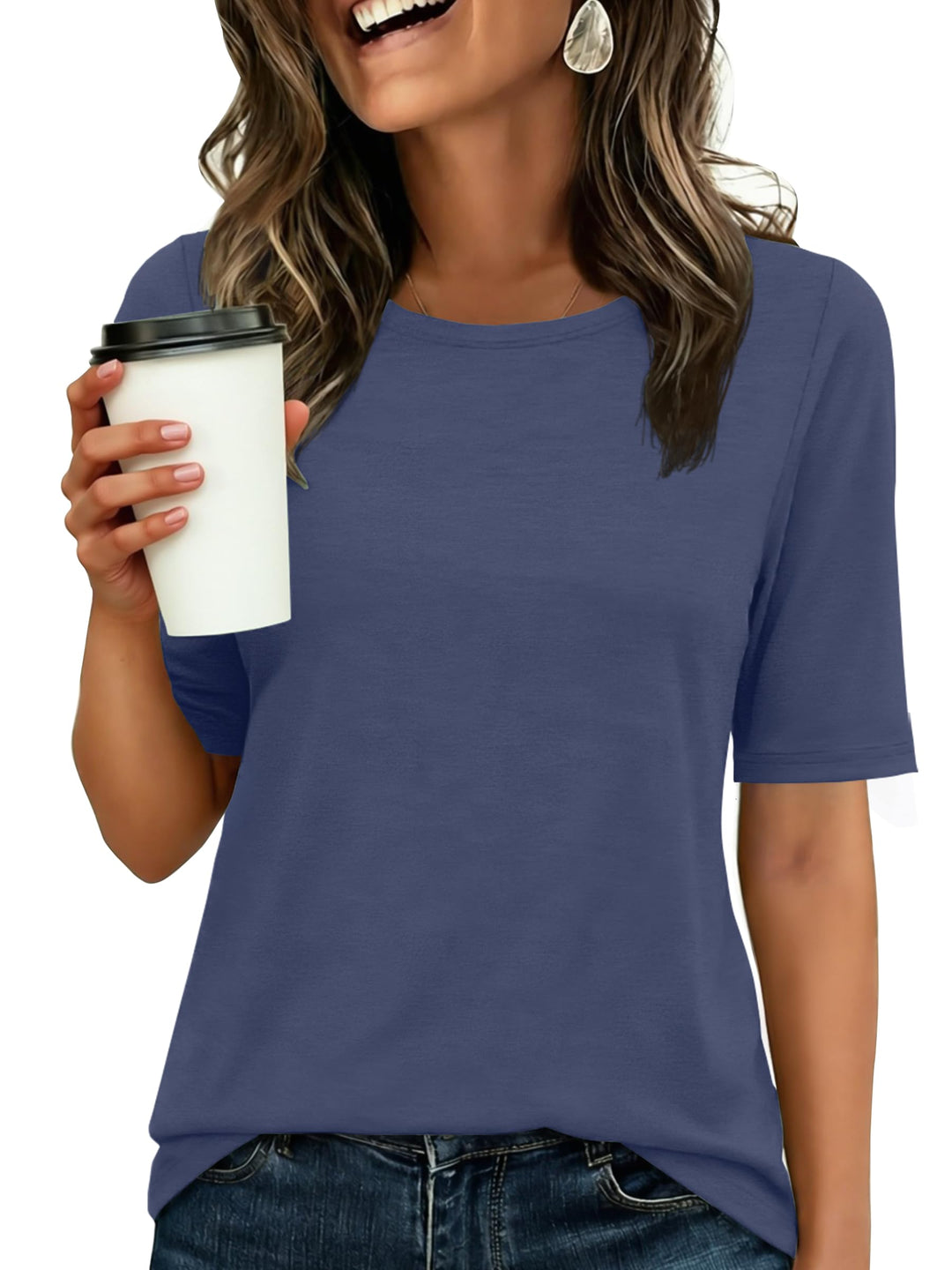 ANRABESS Women's Crewneck Short Sleeve Tee