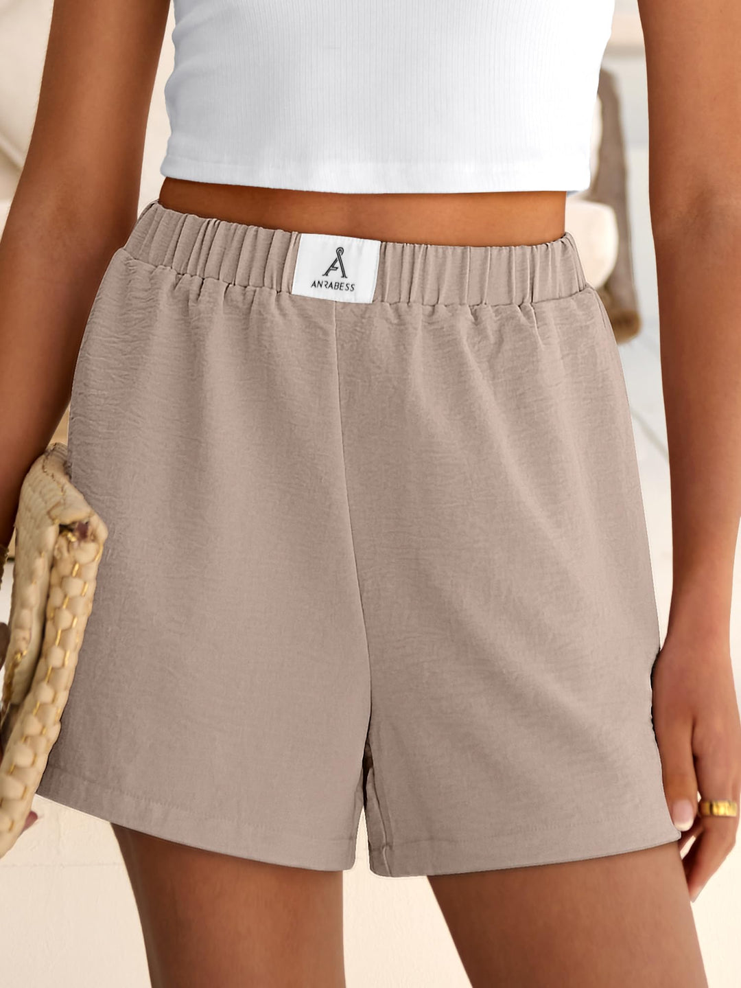 ANRABESS Women's High Waist Wide Leg Beach Shorts