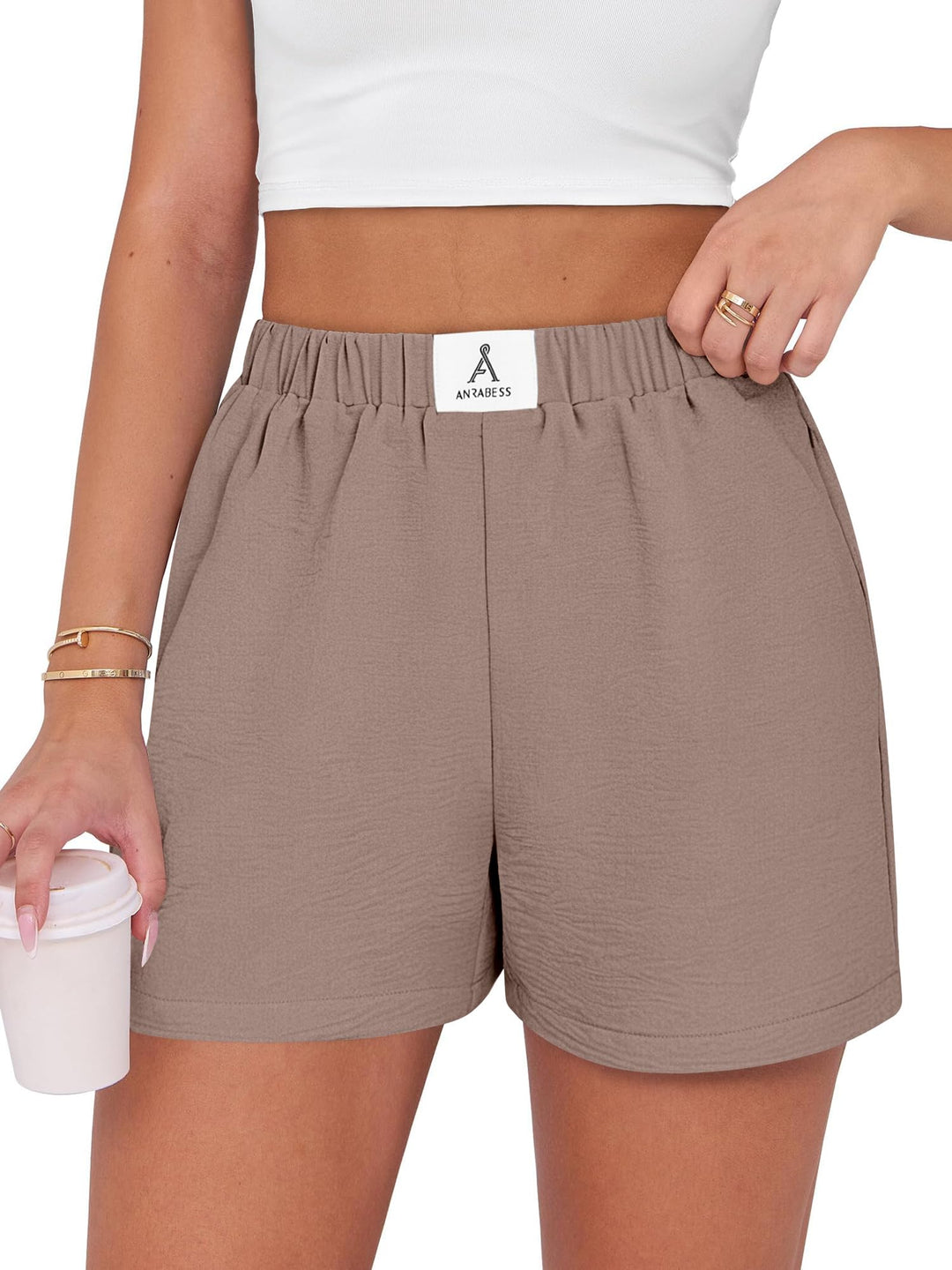ANRABESS Women's High Waist Wide Leg Beach Shorts