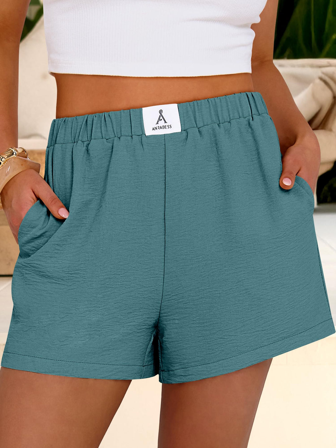ANRABESS Women's High Waist Wide Leg Beach Shorts
