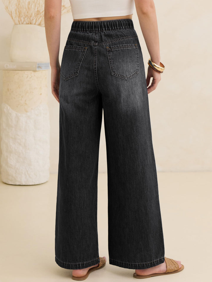 ANRABESS Womens Wide Leg Jeans High Waisted Trendy Drawstring Denim Pants Casual Relaxed Fit Trouser with Pockets