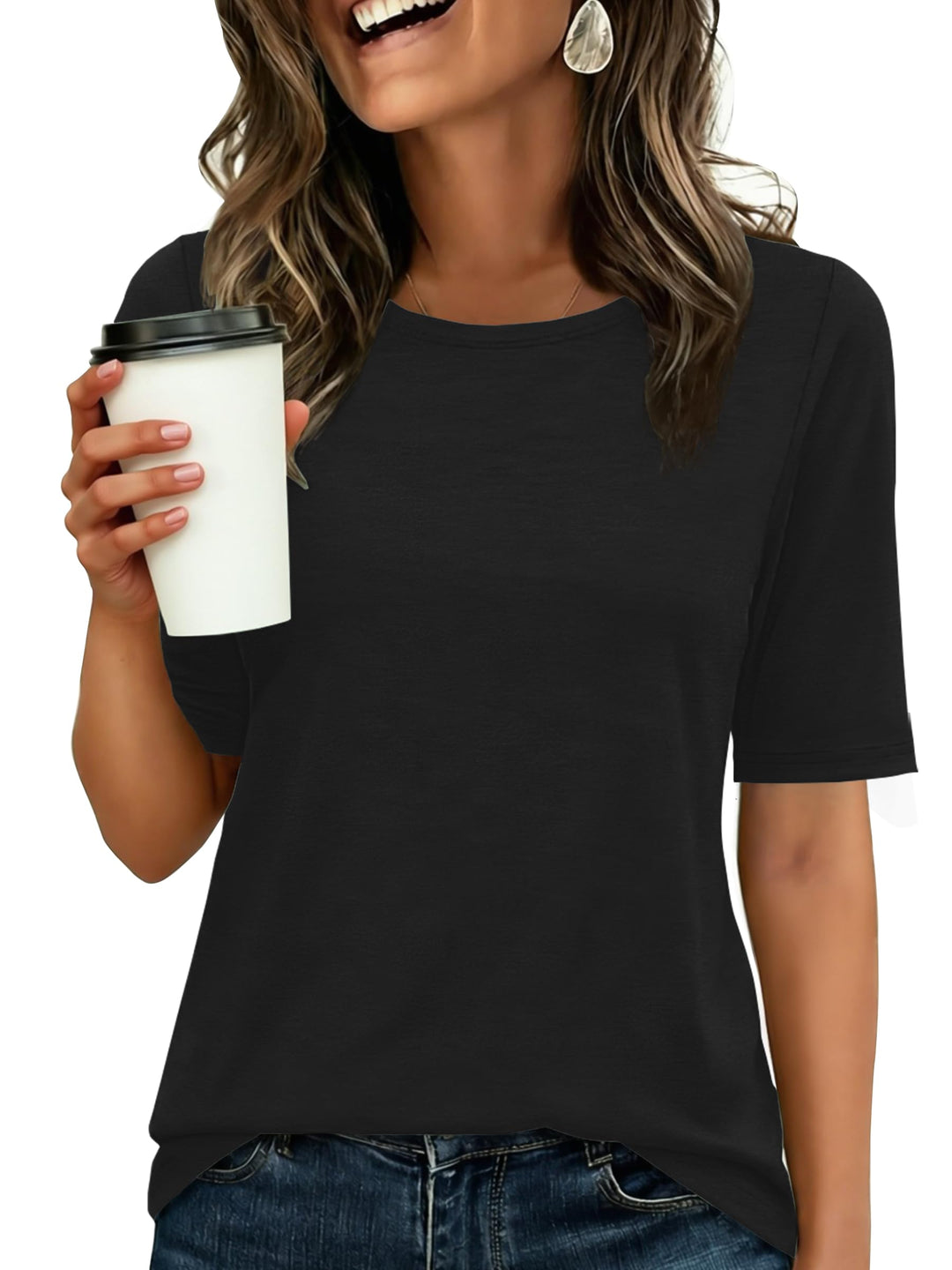 ANRABESS Women's Crewneck Short Sleeve Tee
