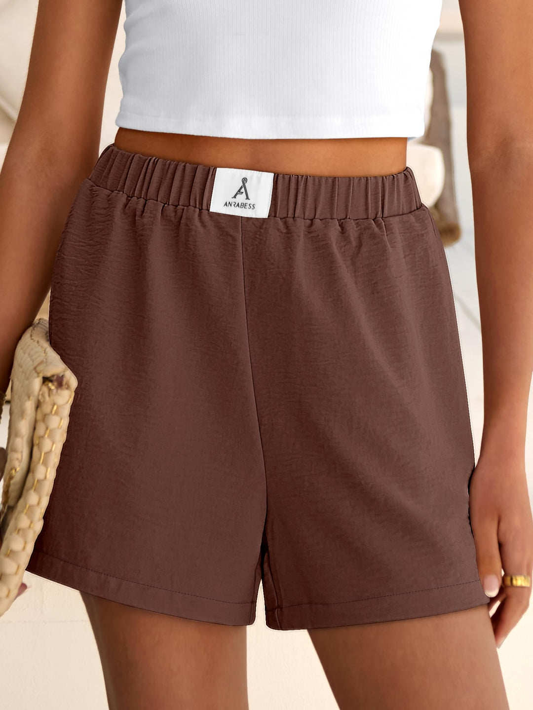 ANRABESS Women's High Waist Wide Leg Beach Shorts