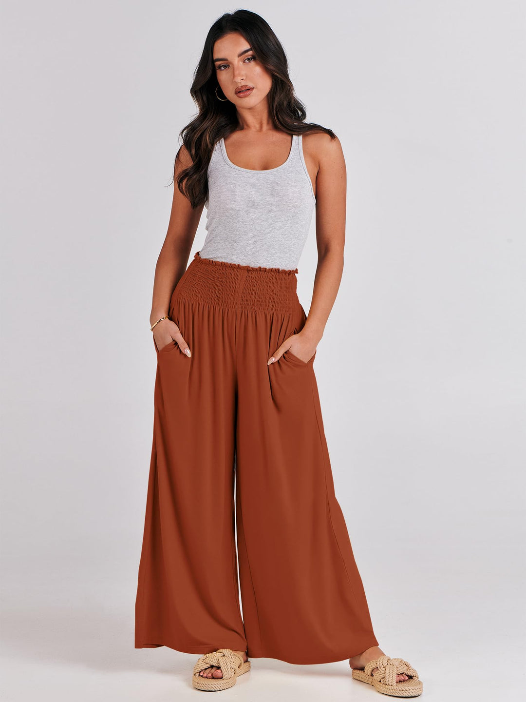 ANRABESS Women's High Waisted Wide Leg Palazzo Pants