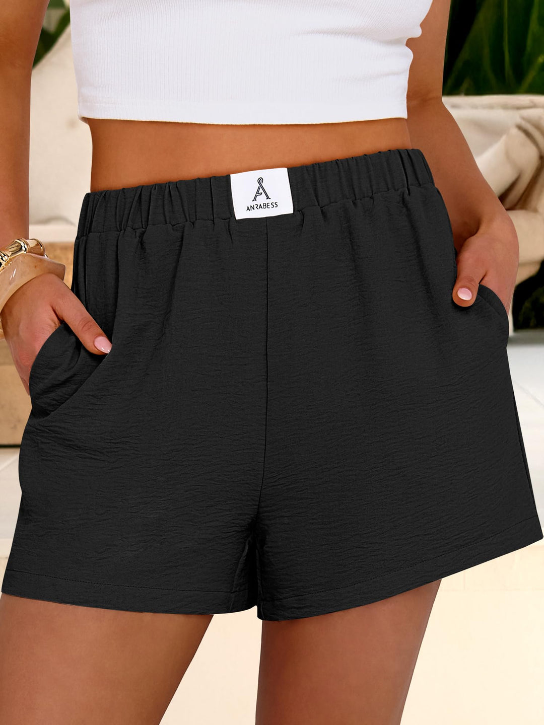 ANRABESS Women's High Waist Wide Leg Beach Shorts
