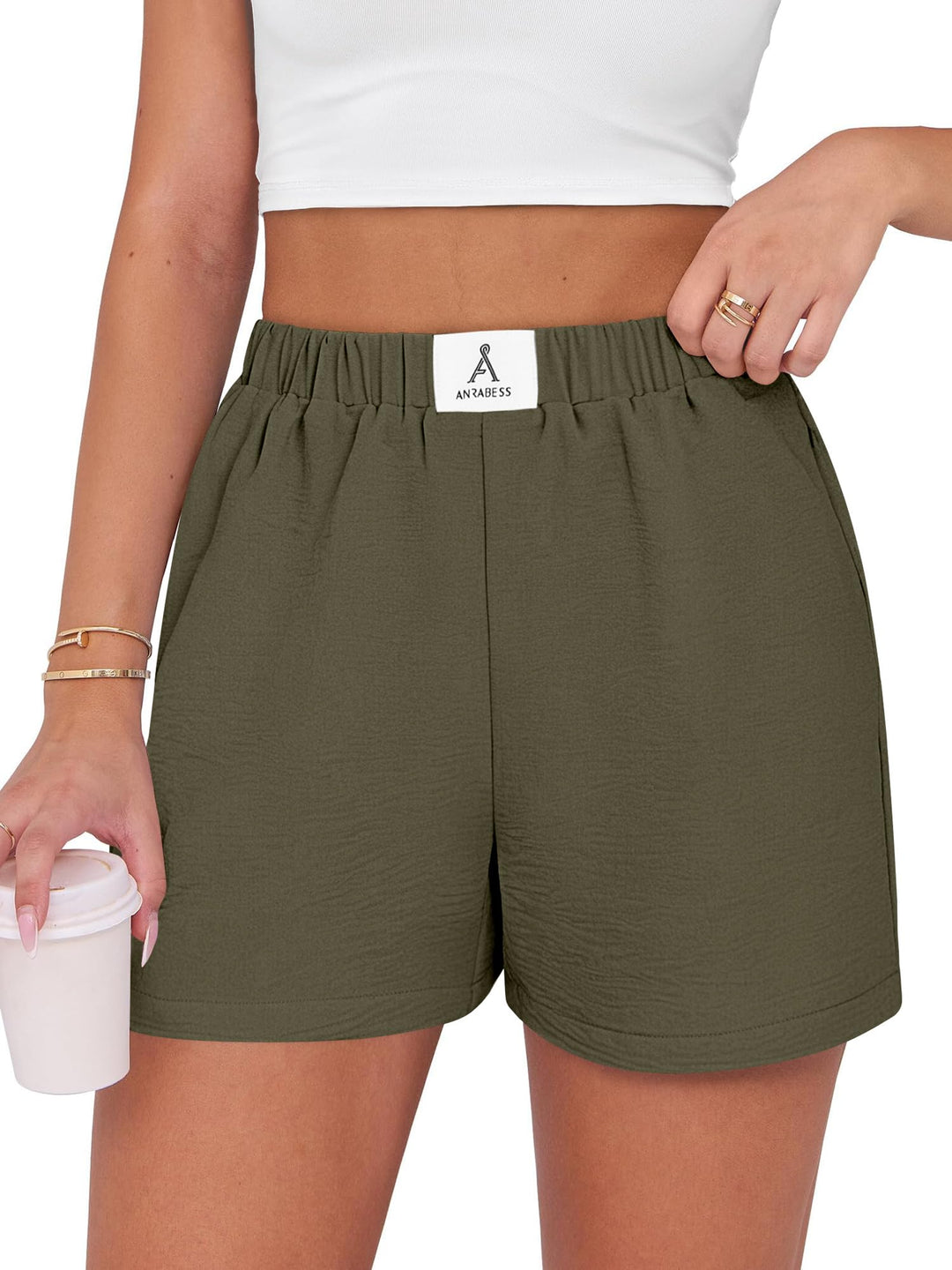 ANRABESS Women's High Waist Wide Leg Beach Shorts