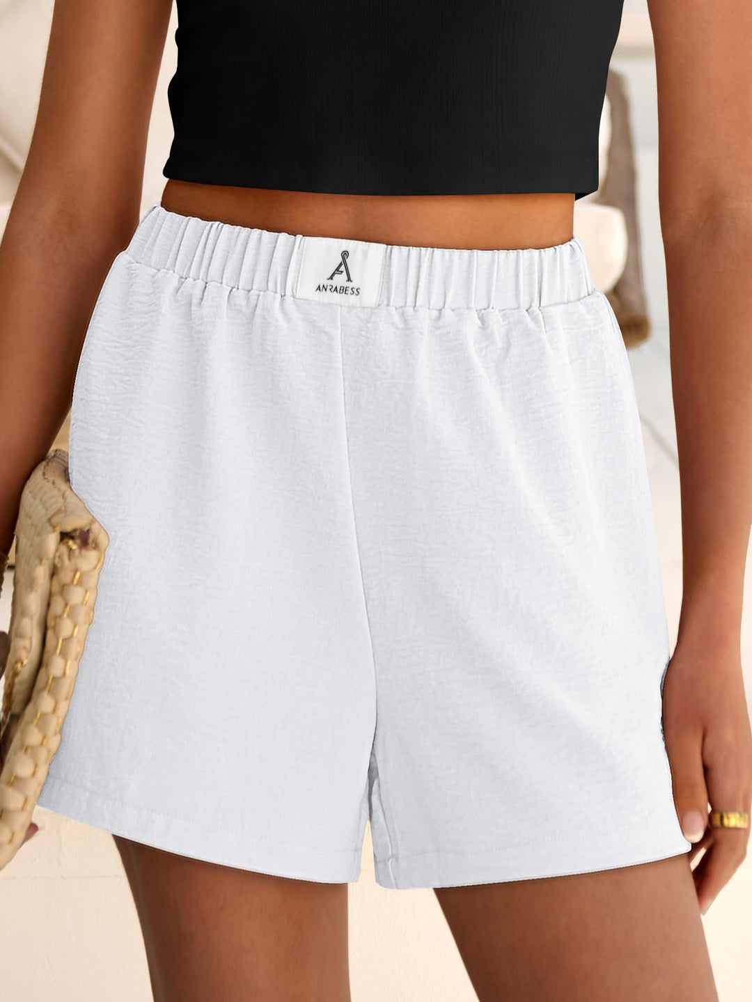 ANRABESS Women's High Waist Wide Leg Beach Shorts
