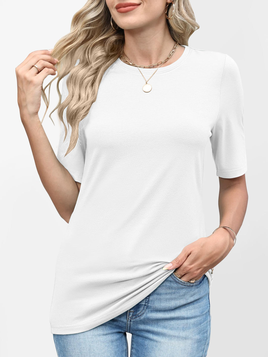 ANRABESS Women's Crewneck Short Sleeve Tee