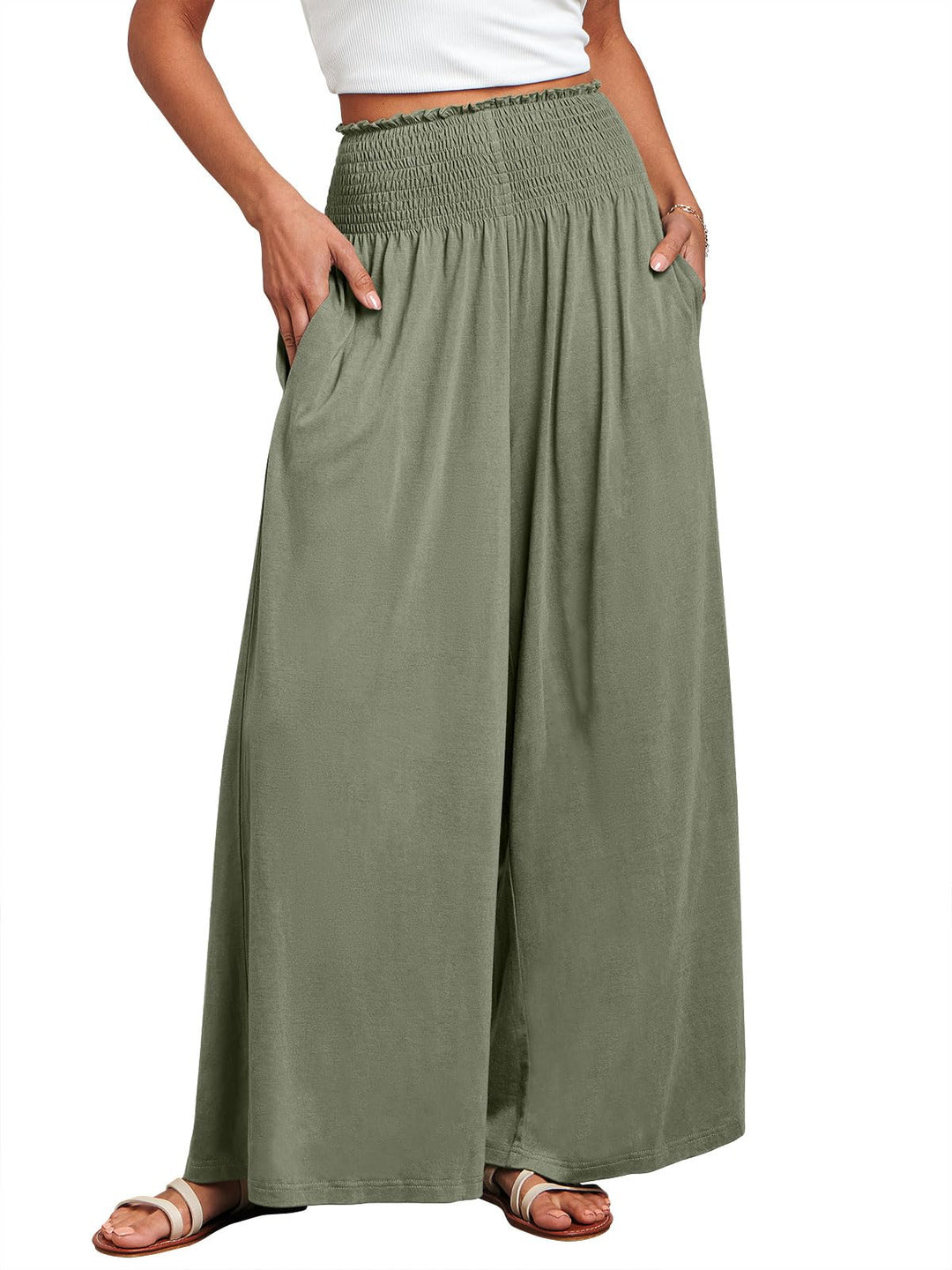 ANRABESS Women's High Waisted Wide Leg Palazzo Pants