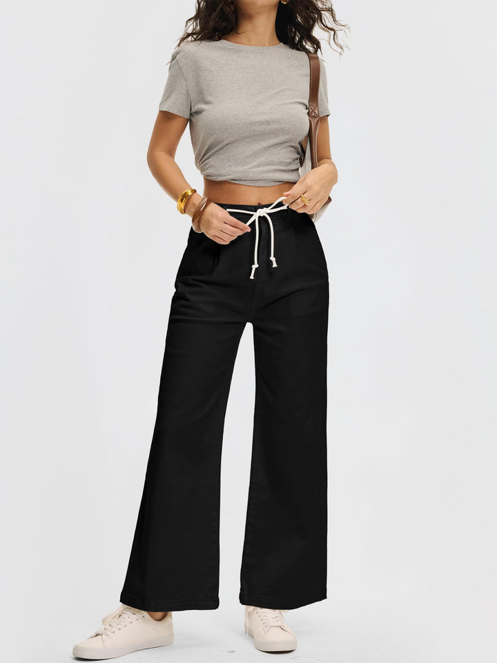 ANRABESS Womens Wide Leg Jeans High Waisted Trendy Drawstring Denim Pants Casual Relaxed Fit Trouser with Pockets