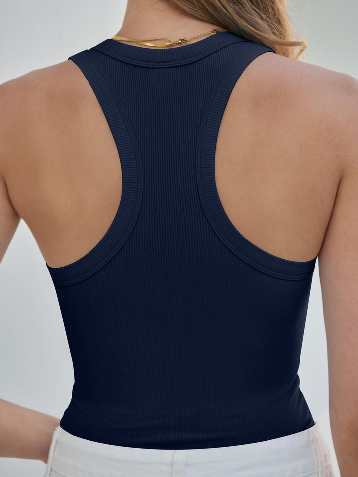 ANRABESS Ribbed Square Neck Slim Tank