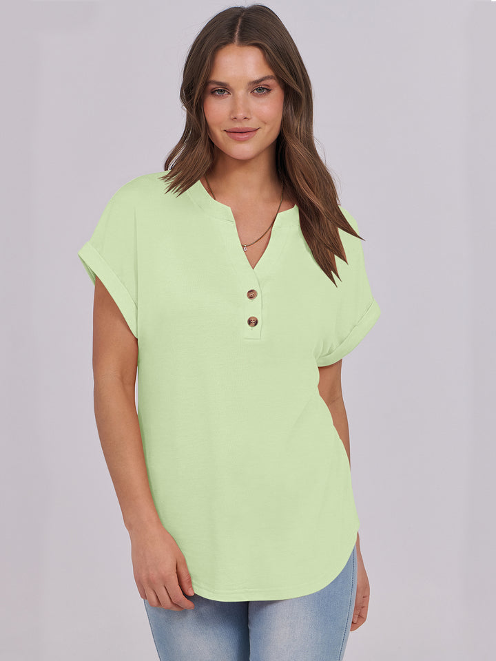 ANRABESS Womens Short Sleeve Henley Tops V Neck Dressy Casual Blouses Summer Trendy Tee Shirts 2026 Vacation Fashion Clothes