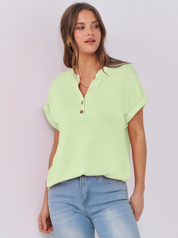 ANRABESS Womens Short Sleeve Henley Tops V Neck Dressy Casual Blouses Summer Trendy Tee Shirts 2026 Vacation Fashion Clothes