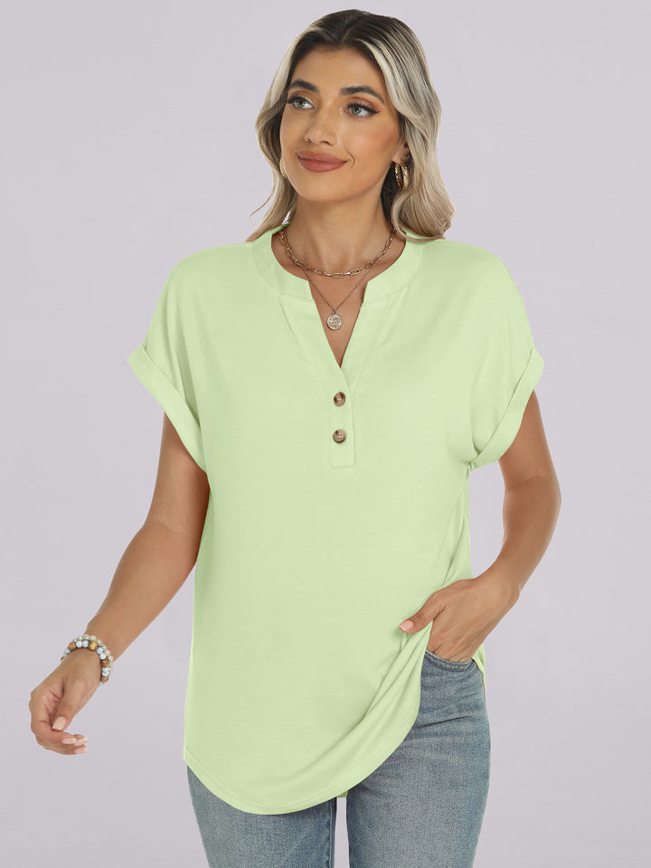 ANRABESS Womens Short Sleeve Henley Tops V Neck Dressy Casual Blouses Summer Trendy Tee Shirts 2026 Vacation Fashion Clothes