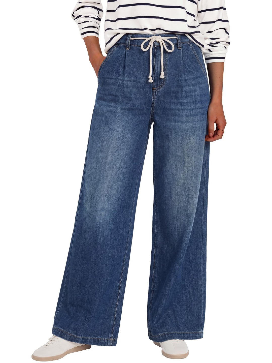 ANRABESS Womens Wide Leg Jeans High Waisted Trendy Drawstring Denim Pants Casual Relaxed Fit Trouser with Pockets