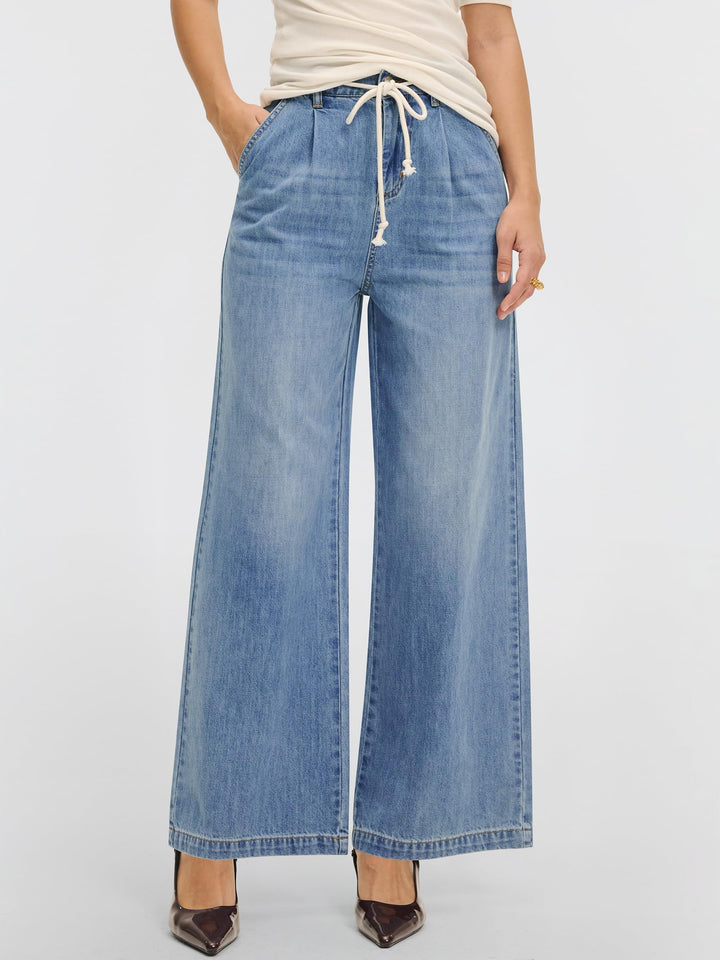 ANRABESS Womens Wide Leg Jeans High Waisted Trendy Drawstring Denim Pants Casual Relaxed Fit Trouser with Pockets