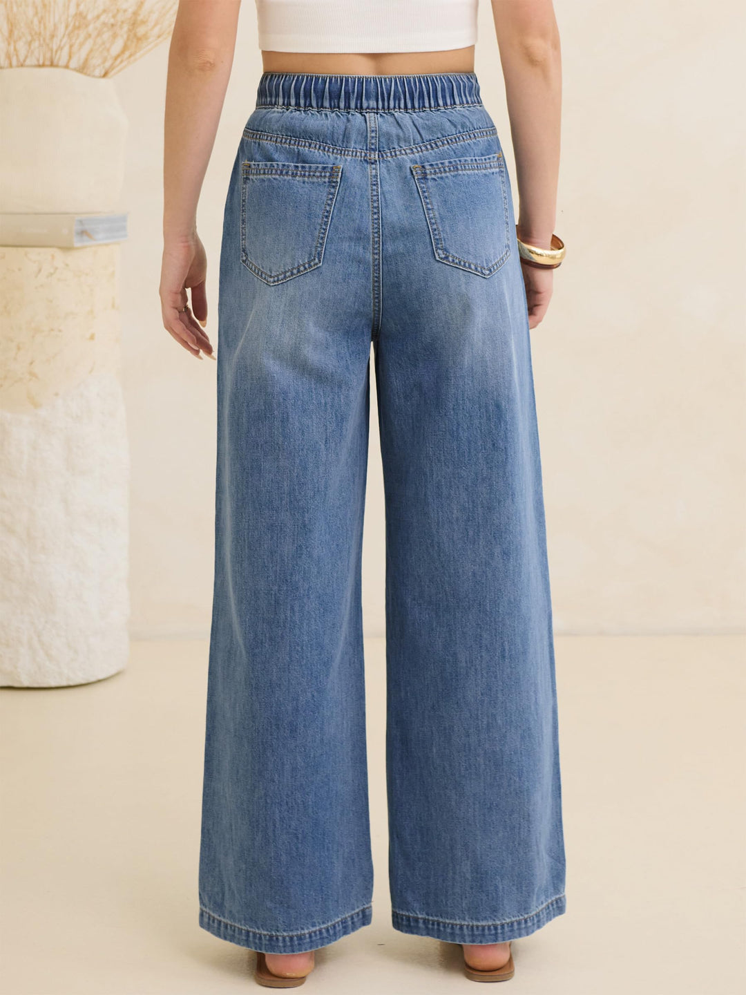 ANRABESS Womens Wide Leg Jeans High Waisted Trendy Drawstring Denim Pants Casual Relaxed Fit Trouser with Pockets