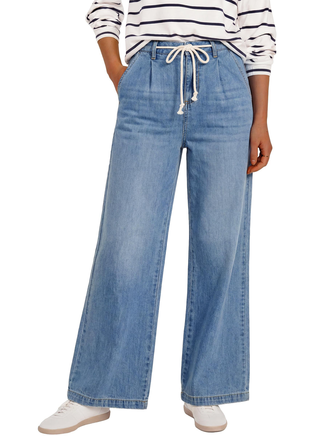 ANRABESS Womens Wide Leg Jeans High Waisted Trendy Drawstring Denim Pants Casual Relaxed Fit Trouser with Pockets