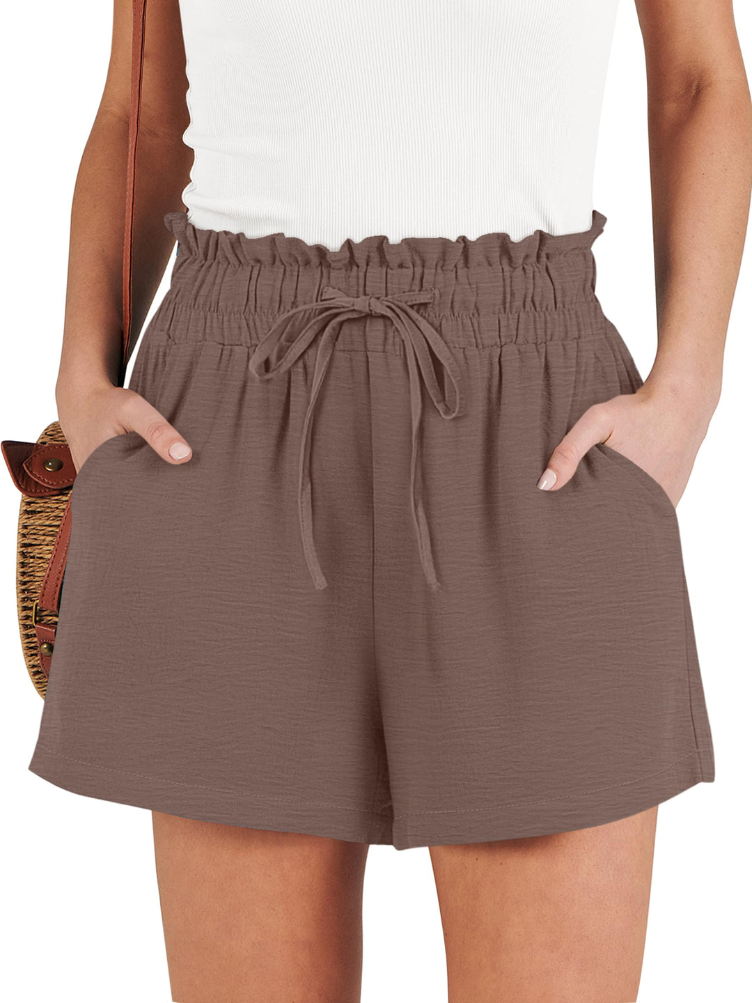 ANRABESS Women's High Waisted Drawstring Lounge Shorts