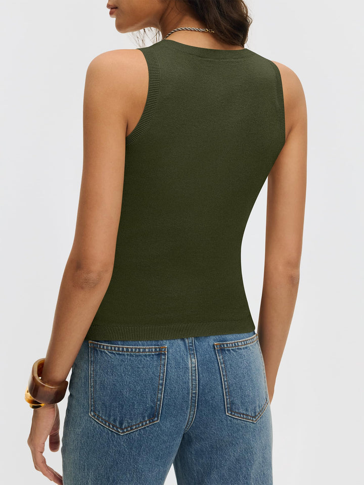 ANRABESS Women's V-Neck Wool Blend Tank Top