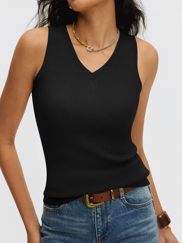 ANRABESS Women's V-Neck Wool Blend Tank Top