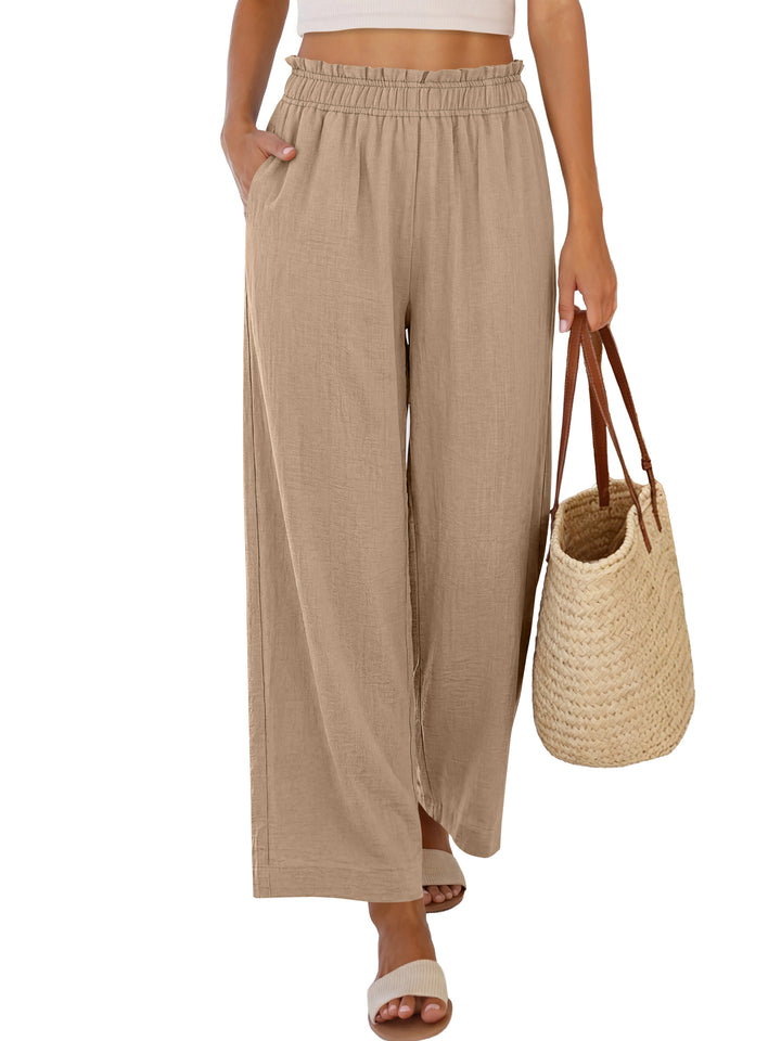 ANRABESS Womens Palazzo Pants,Wide Leg Cropped Elastic High Waisted,Flowy Lightweight Airy,Summer Casual for Beach Vacation