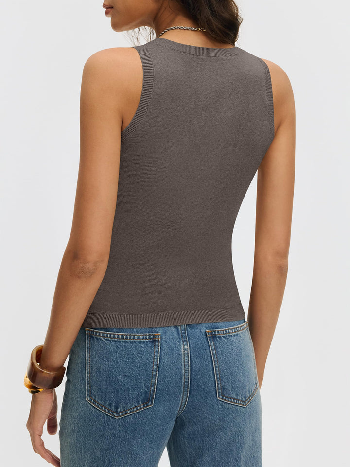 ANRABESS Women's V-Neck Wool Blend Tank Top