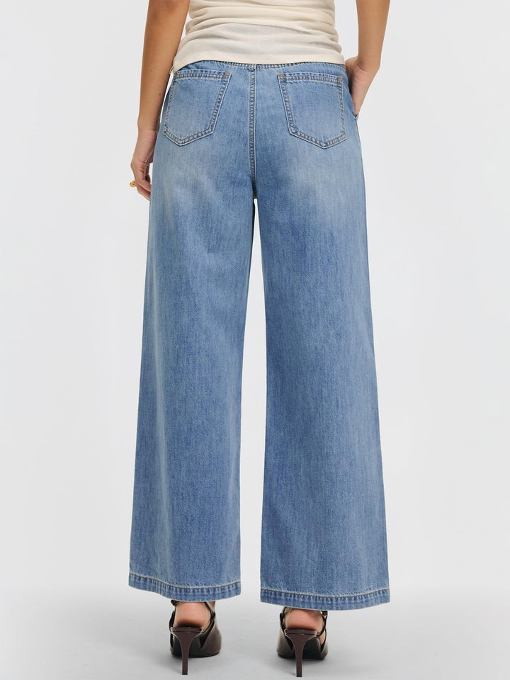 ANRABESS Womens Wide Leg Jeans High Waisted Trendy Drawstring Denim Pants Casual Relaxed Fit Trouser with Pockets