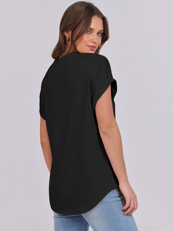 ANRABESS Womens Short Sleeve Henley Tops V Neck Dressy Casual Blouses Summer Trendy Tee Shirts 2026 Vacation Fashion Clothes