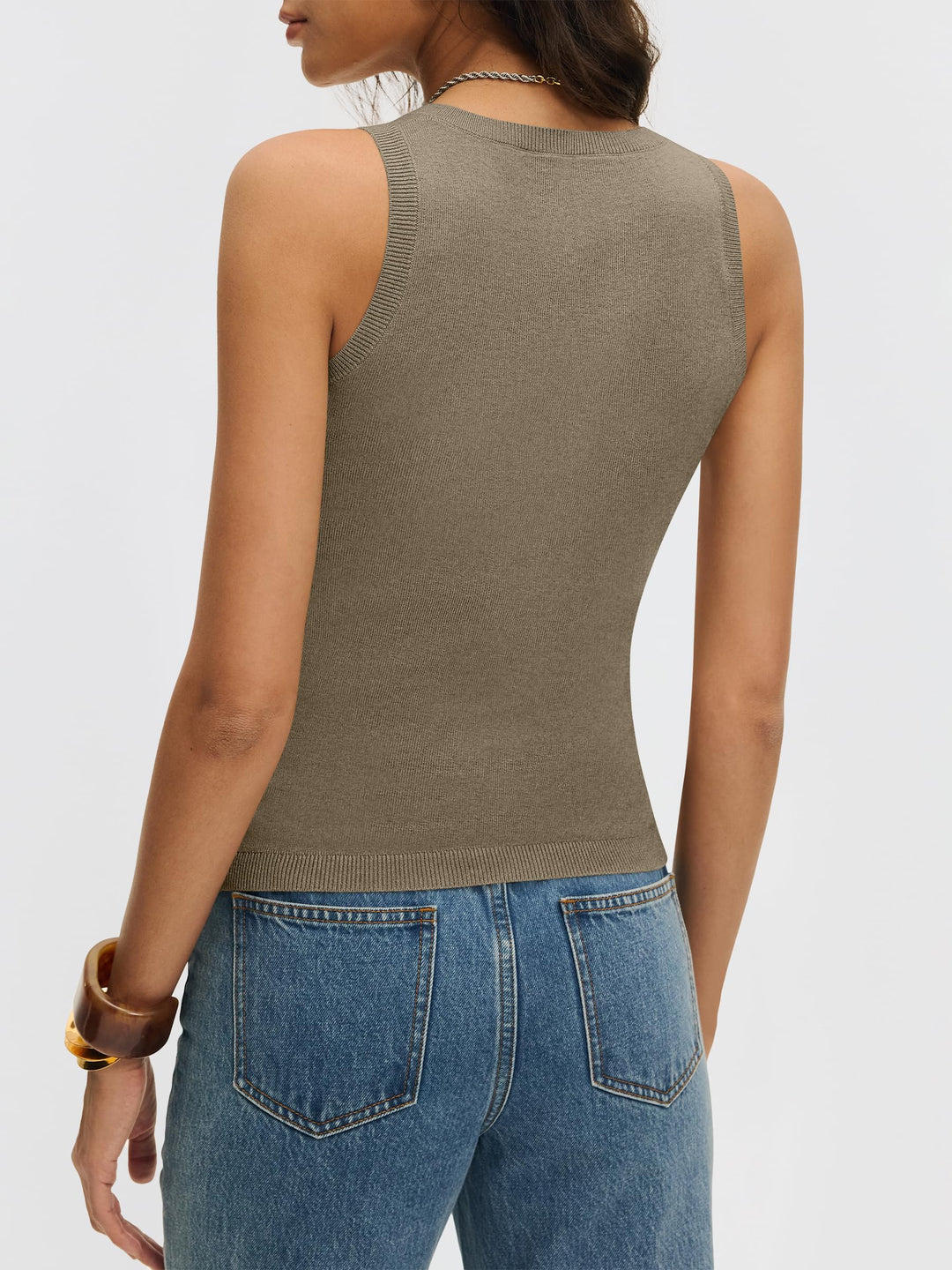 ANRABESS Women's V-Neck Wool Blend Tank Top