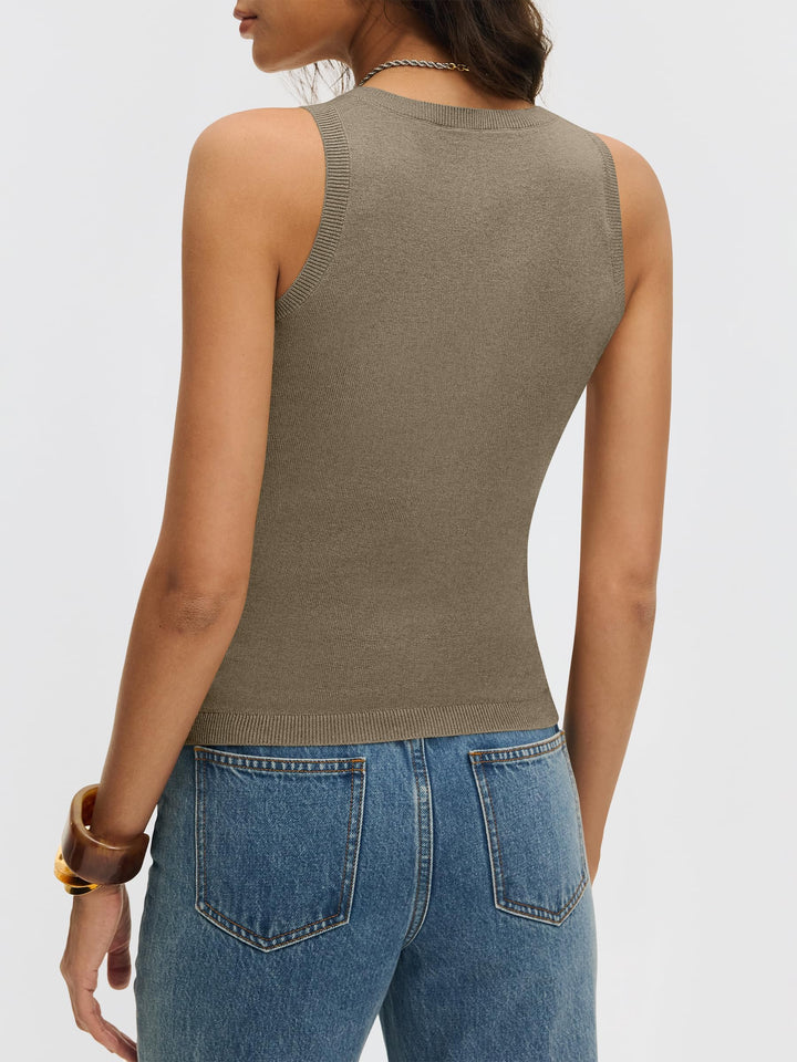 ANRABESS Women's V-Neck Wool Blend Tank Top