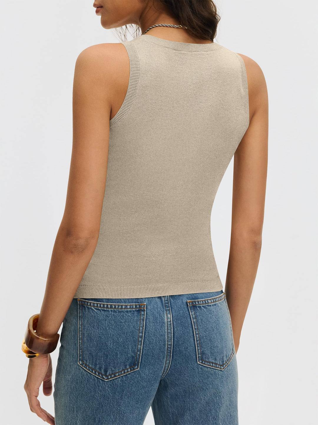 ANRABESS Women's V-Neck Wool Blend Tank Top