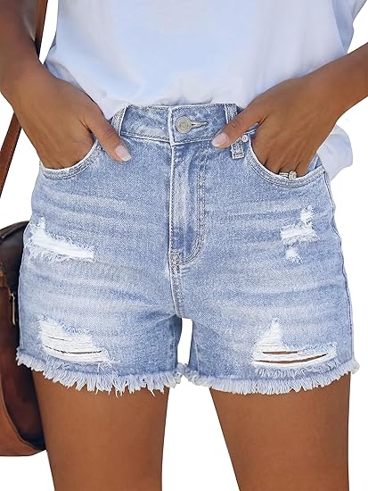 ANRABESS Denim Shorts for Women High Waisted Ripped Rolled Stretchy Jeans Shorts Casual Distressed 2026 Summer Clothes