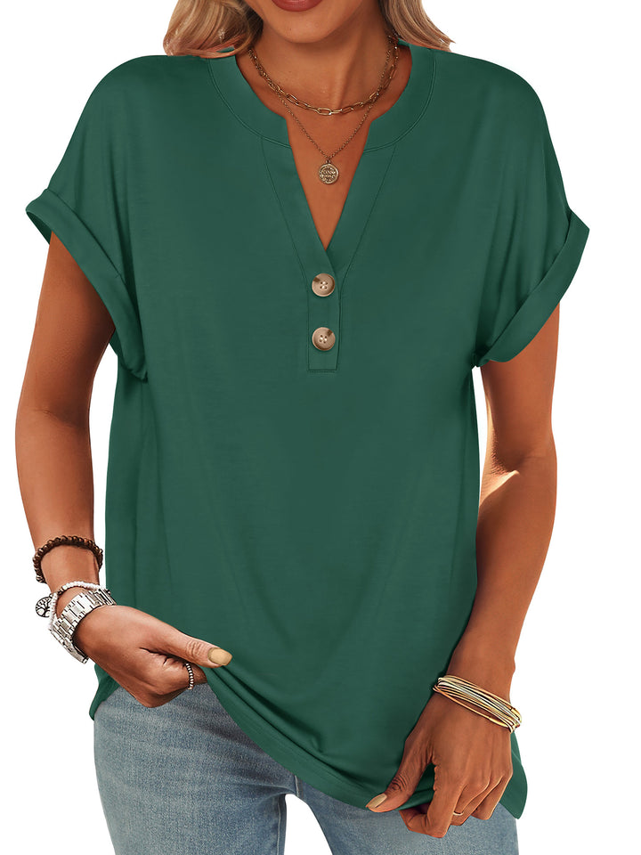 ANRABESS Womens Short Sleeve Henley Tops V Neck Dressy Casual Blouses Summer Trendy Tee Shirts 2026 Vacation Fashion Clothes