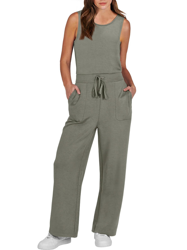 ANRABESS Women's Sleeveless Wide Leg Casual Jumpsuit