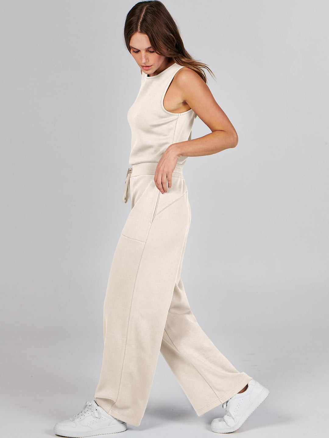 ANRABESS Women's Sleeveless Wide Leg Casual Jumpsuit