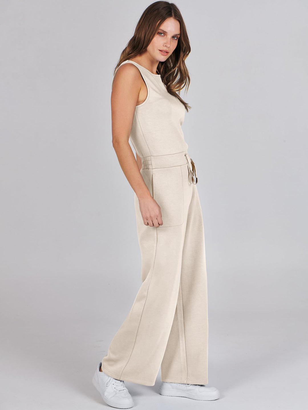 ANRABESS Women's Sleeveless Wide Leg Casual Jumpsuit