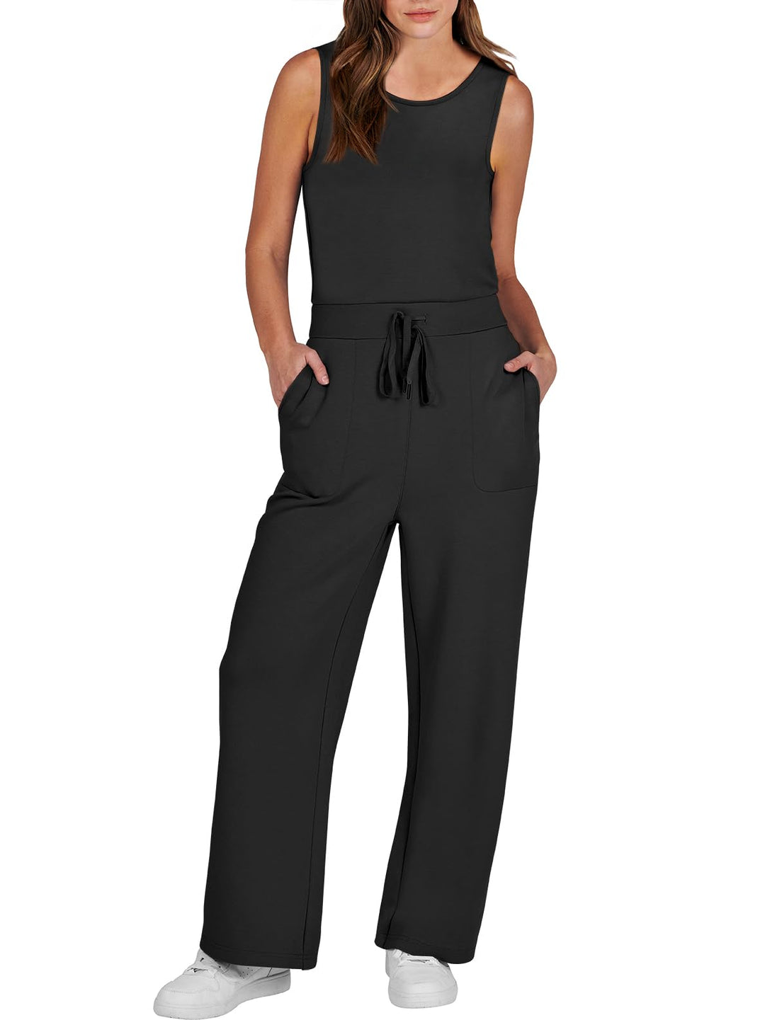 ANRABESS Women's Sleeveless Wide Leg Casual Jumpsuit