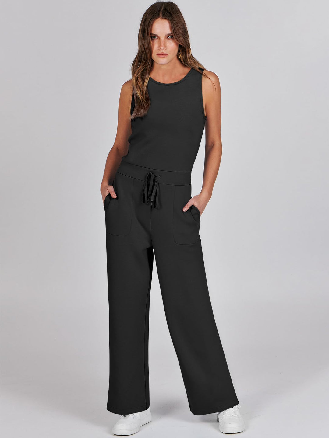 ANRABESS Women's Sleeveless Wide Leg Casual Jumpsuit