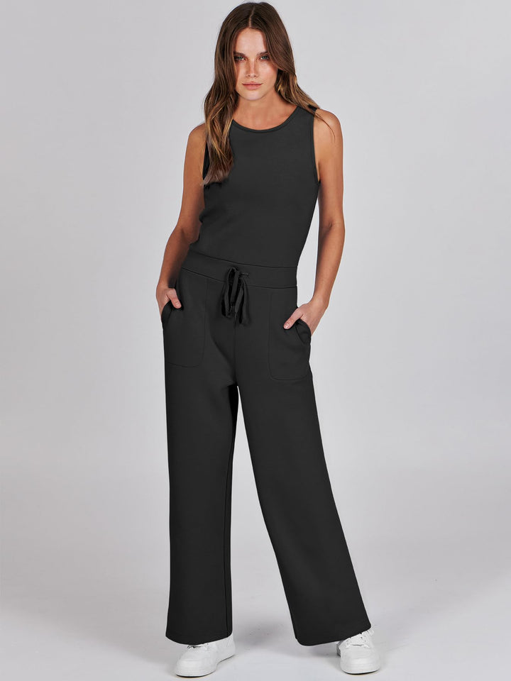 ANRABESS Women's Sleeveless Wide Leg Casual Jumpsuit