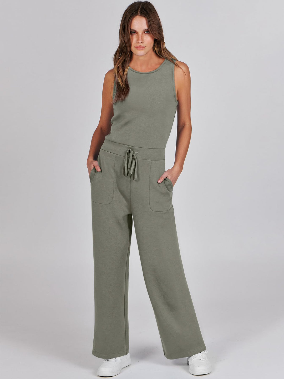 ANRABESS Women's Sleeveless Wide Leg Casual Jumpsuit